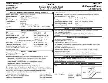 glisten bathroom cleaner concentrate msds - ProClean Inc.