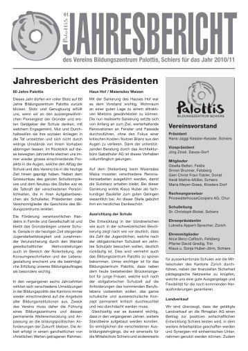 des Vereins Bildungszentrum Palottis, Schiers für das Jahr 2010/11