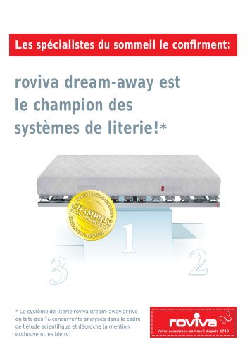 roviva dream-away est le champion des systèmes de literie!*