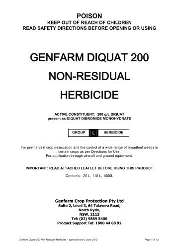 Glister 360 Herbicide label - Genfarm Crop Protection