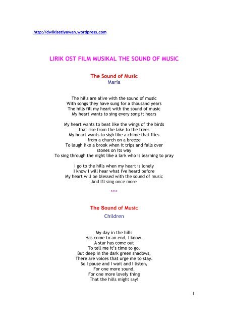 Lirik Ost Film Musikal The Sound Of Music
