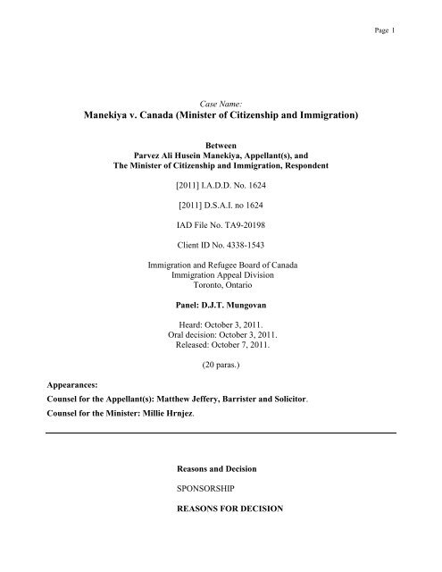 Manekiya v. Canada (Minister of Citizenship and Immigration)