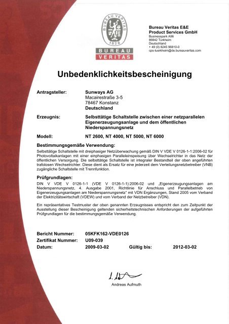 Unbedenklichkeitsbescheinigung - Enelution