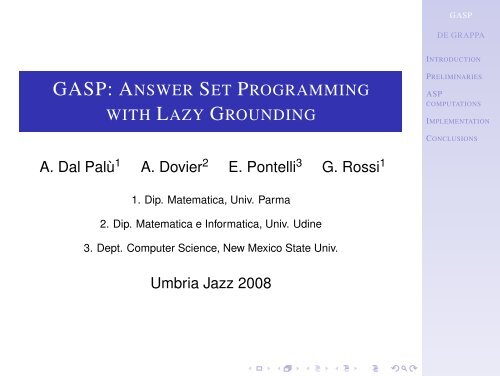 GASP: Answer Set Programming with Lazy Grounding