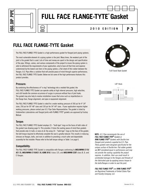 FULL FACE FLANGE-TYTE® Gasket - US Pipe