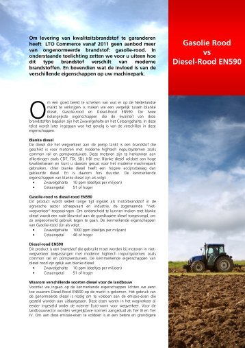 Gasolie Rood vs Diesel Rood EN590 - ZLTO Ledenvoordeel
