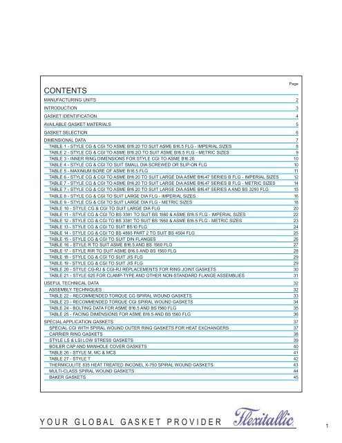 Spiral Wound Gasket Size Chart