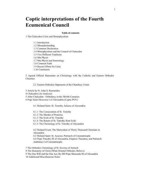 Coptic interpretations of the Fourth Ecumenical Council - Saint