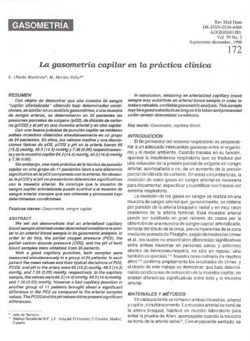 La gasometría capilar en la práctica clínica