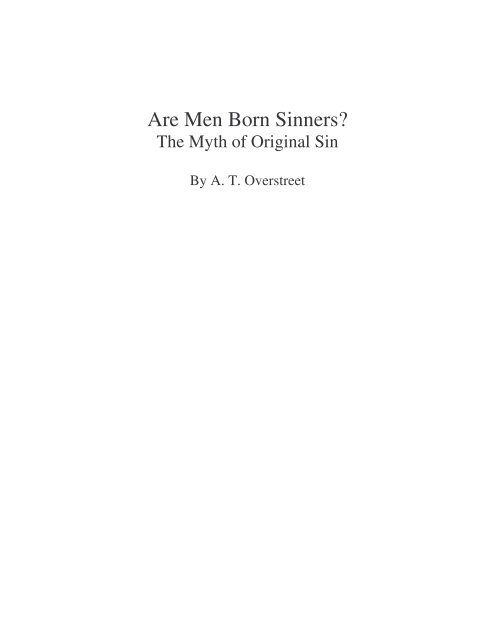 Are Men Born Sinners? - Library of Theology