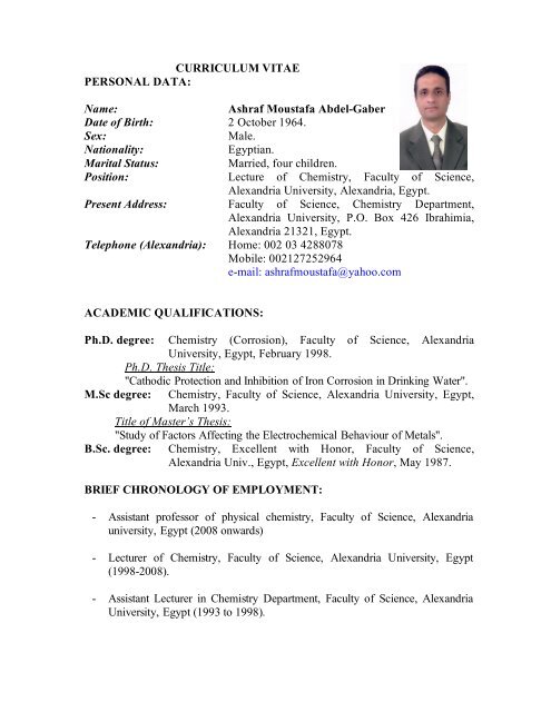 Ashraf Moustafa Abdel Gaber Date Of Birth Alexandria University
