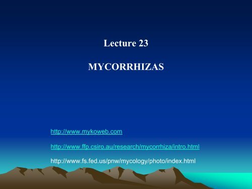 Lecture 23 - Mycorrhizas