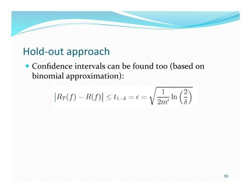 Performance evaluation of learning algorithms - Mohak Shah