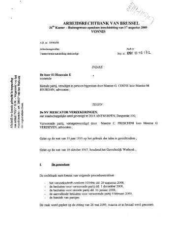 ARBEIDSRECHTBANK VAN BRUSSEL v n ~>a