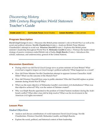 Discovering History 20th Century Biographies:World Statesmen ...