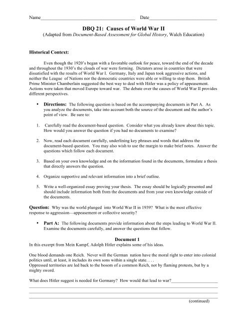 causes of world war 1 essay outline