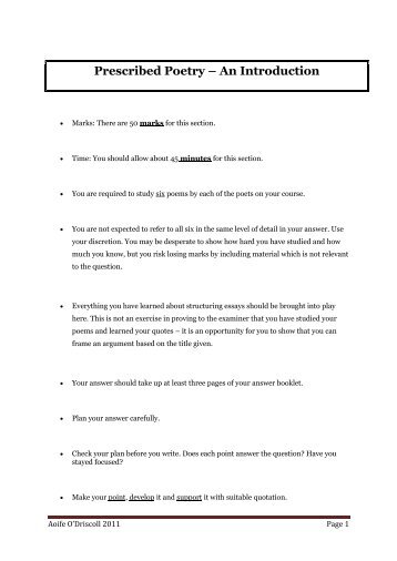 Poetry - How to Write the Essay - Focus on Larkin - Aoife's Notes