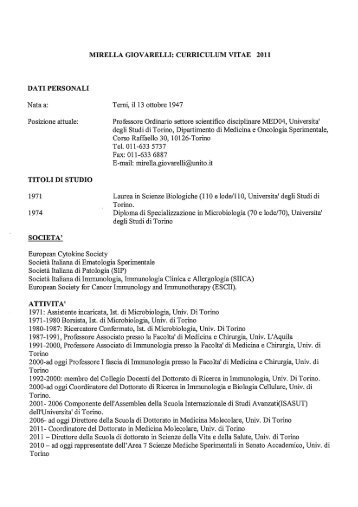 MIRELLA GIOVARELLI - Università degli Studi di Torino