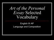Art of the Personal Essay Selected Vocabulary - Williamson County ...