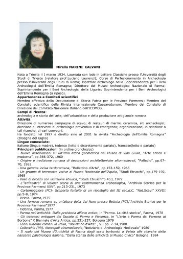 Mirella MARINI CALVANI Nata a Trieste il I marzo ... - ICOMOS Italia