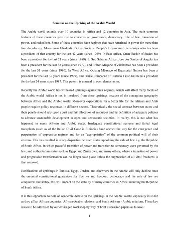 1 Seminar on the Uprising of the Arabic World The Arabic ... - Unisa
