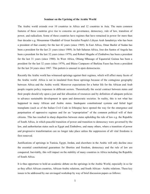 1 Seminar on the Uprising of the Arabic World The Arabic ... - Unisa
