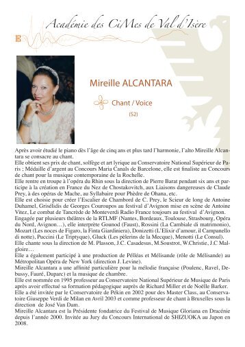 Mireille ALCANTARA - Académie Musicale de Val d'Isère