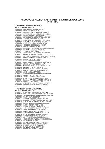 relação de alunos efetivamente matriculados 2008.2 - Asces