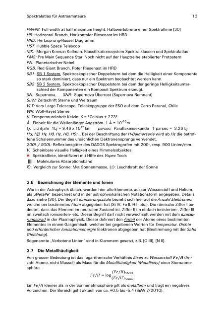 Spektralatlas für Astroamateure - UrsusMajor