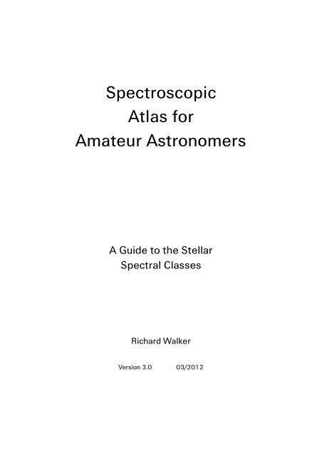 Spectroscopic Atlas for Amateur Astronomers photo photo