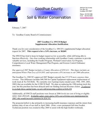 Soil and Water Request - Goodhue County