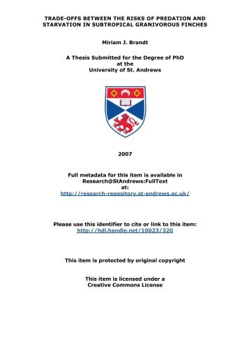 Miriam J Brandt PhD Thesis - Research@StAndrews:FullText ...