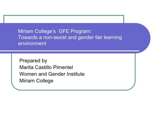 Miriam College's Gender Fair Education Program