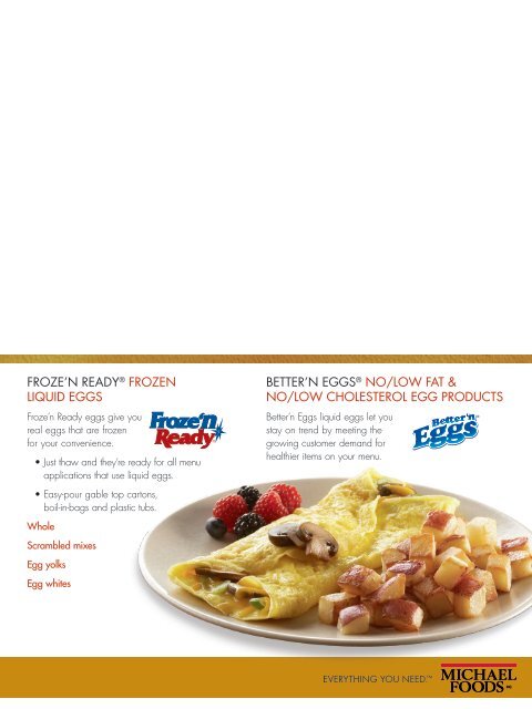 View our full line brochure of Papetti's eggs - Michael Foods