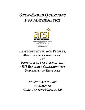 open -ended questions for mathematics - University of Kentucky