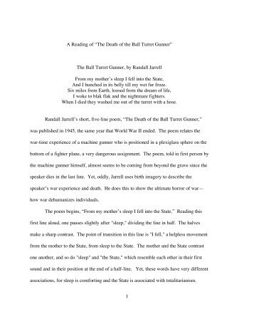 1 A Reading of “The Death of the Ball Turret Gunner” The Ball Turret ...