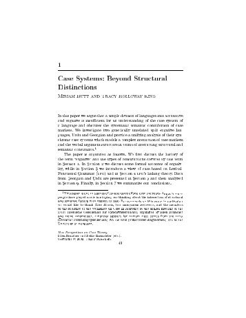 1 Case Systems: Beyond Structural Distinctions MIRIAM BUTT ANd ...