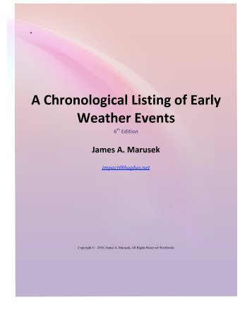 A Chronological Listing of Early Weather Events - Impact