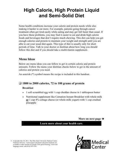 High Calorie High Protein Liquid And Semi Solid Diet Patient