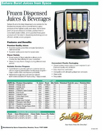 Frozen Dispensed - Sysco Foods Jacksonville