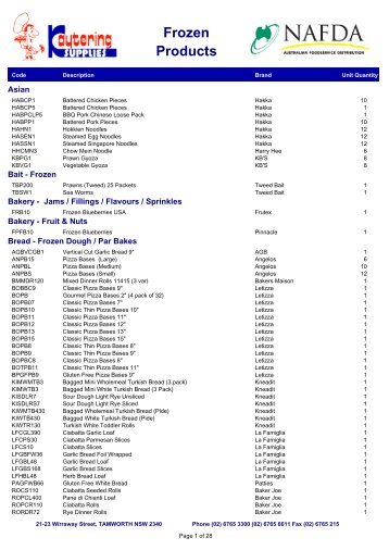 Frozen Products - Kaytering Supplies