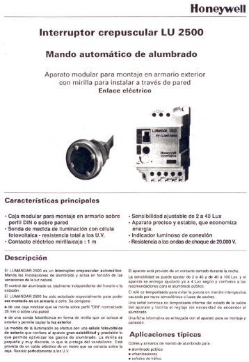 Serie Lumandar LAMT25RH - Sensors Tecnics, Honeywell