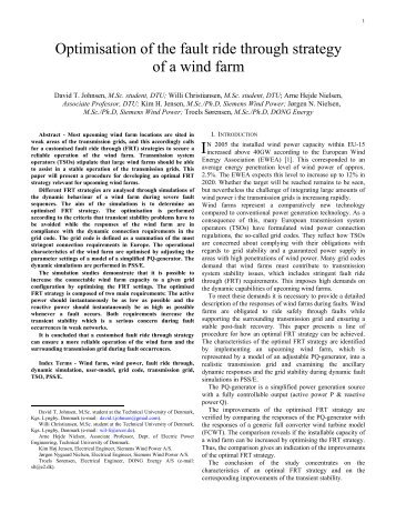 Optimisation of the fault ride through strategy of a ... - Frontwind.com