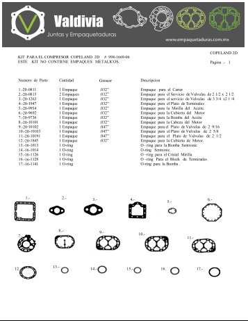 Catalogo en español - Juntas y Empaquetaduras Valdivia