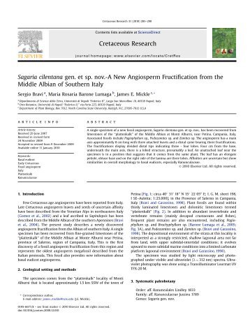 Sagaria cilentana gen. et sp. nov.-A New Angiosperm Fructification ...