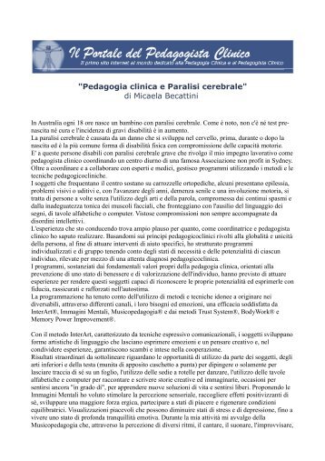 "Pedagogia clinica e Paralisi cerebrale" di Micaela Becattini