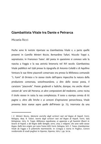 Giambattista Vitale tra Dante e Petrarca - Associazione degli ...