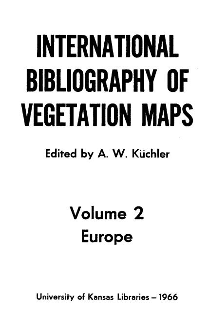 international bibliography of vegetation maps - KU ScholarWorks ...