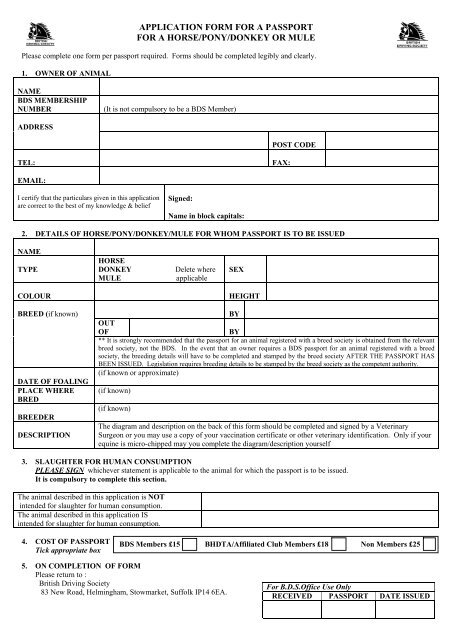 Pet passport application form 2025