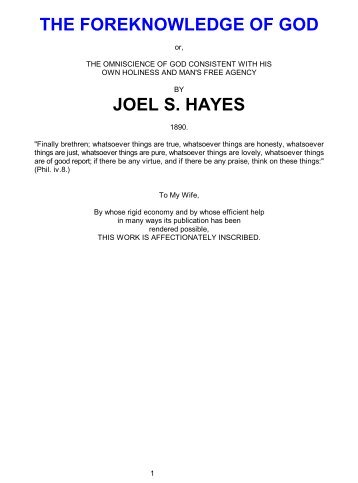 Foreknowledge by Joel Hayes - Library of Theology